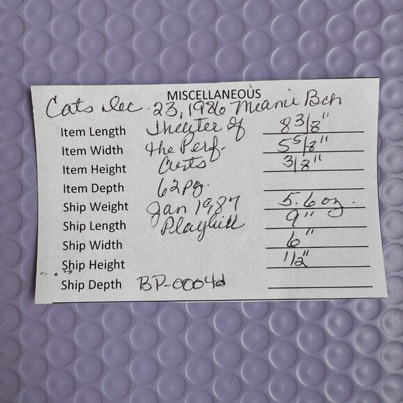 Cats December 23, 1986 Miami Beach Theater of the Perf Arts 62 pgs. Jan. 1987 Ed - Picture 12 of 12